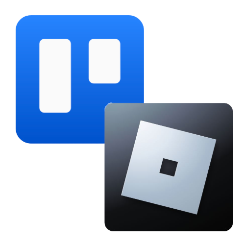 The Trello and Roblox logos together